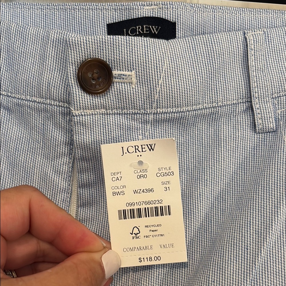 J.Crew Light Blue Striped Trousers NWT